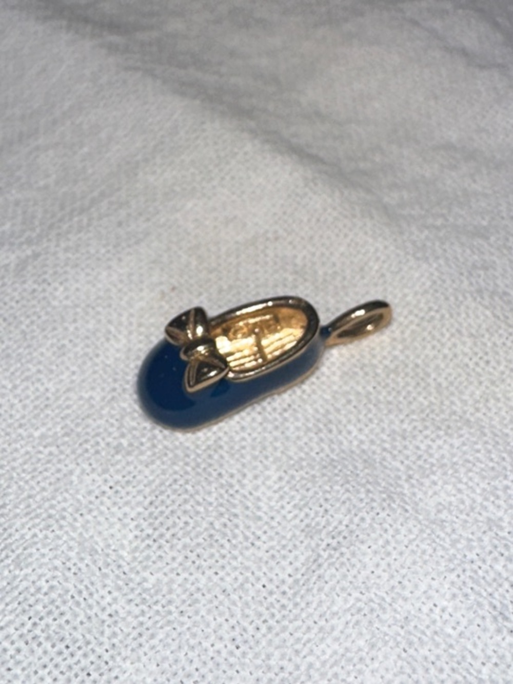 Gold-Tone 10K Blue Enamel Ballet Shoe Pendant Charm - Picture 2 of 4